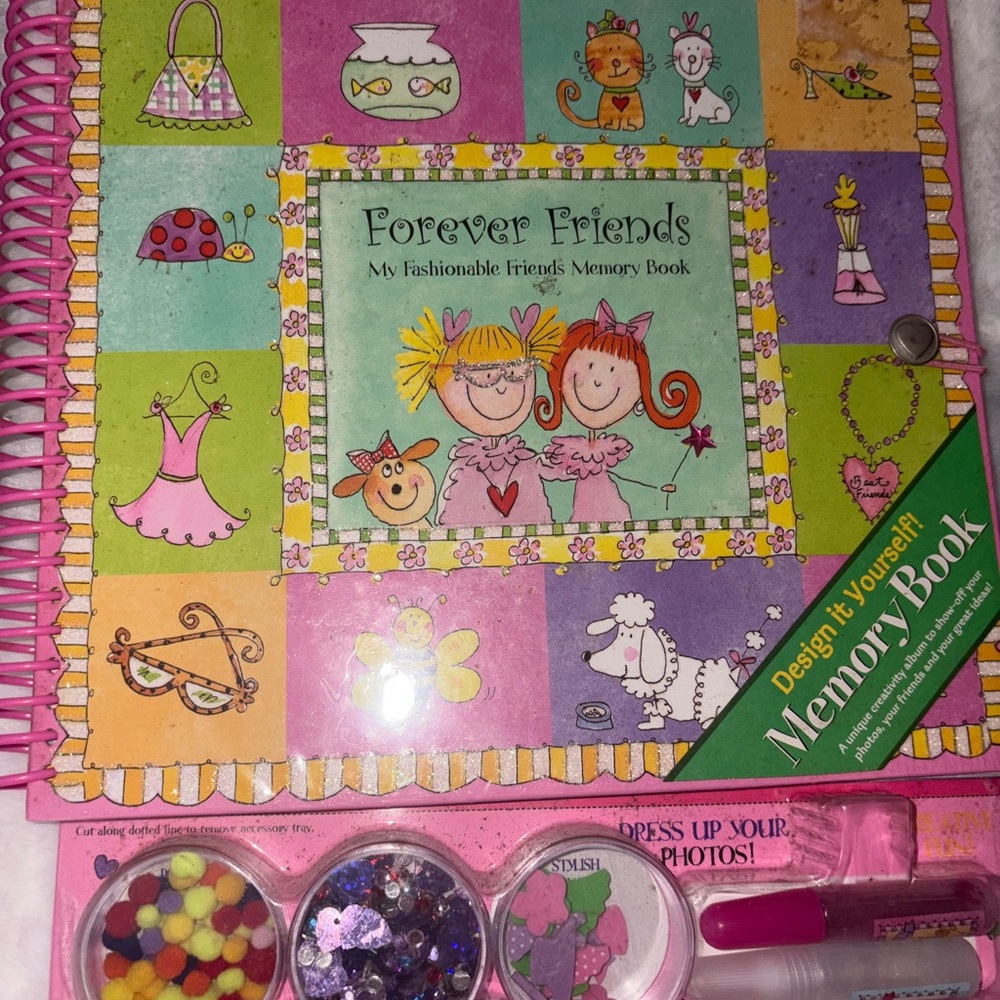 Forever Friends MemoryBook with craft decorations to decorate the book.